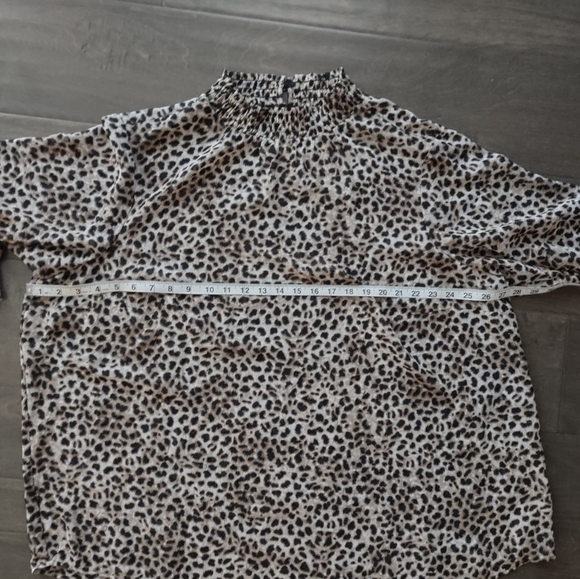 Torrid Leopard Print Chiffon Smocked Mock Neck Blouse - Picture 13 of 15